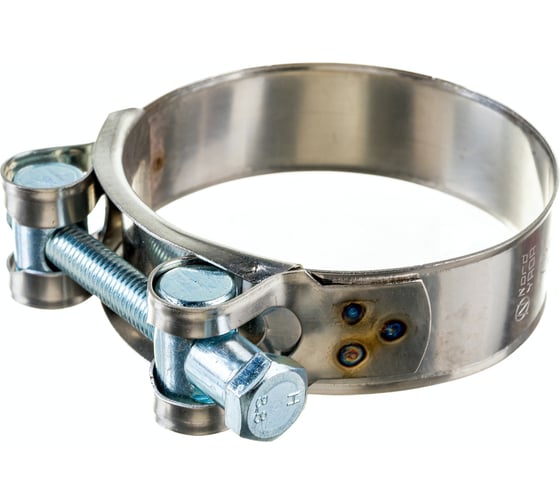 Изображение товара Силовой хомут Nord-Yada Д: 68-73 мм, Ш: 24 мм, Т: 0,8 мм, болт: М8х75, нерж. сталь 902890