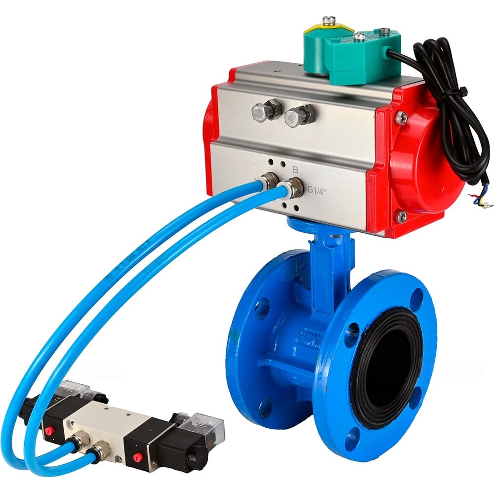 Изображение товара Затвор DN.ru GGG40-304-EPDM-2W-F-H Ду100 с пневмоприводом для автоматизации Изображение товара Затвор DN.ru GGG40-304-EPDM-2W-F-H Ду100 с пневмоприводом для автоматизации