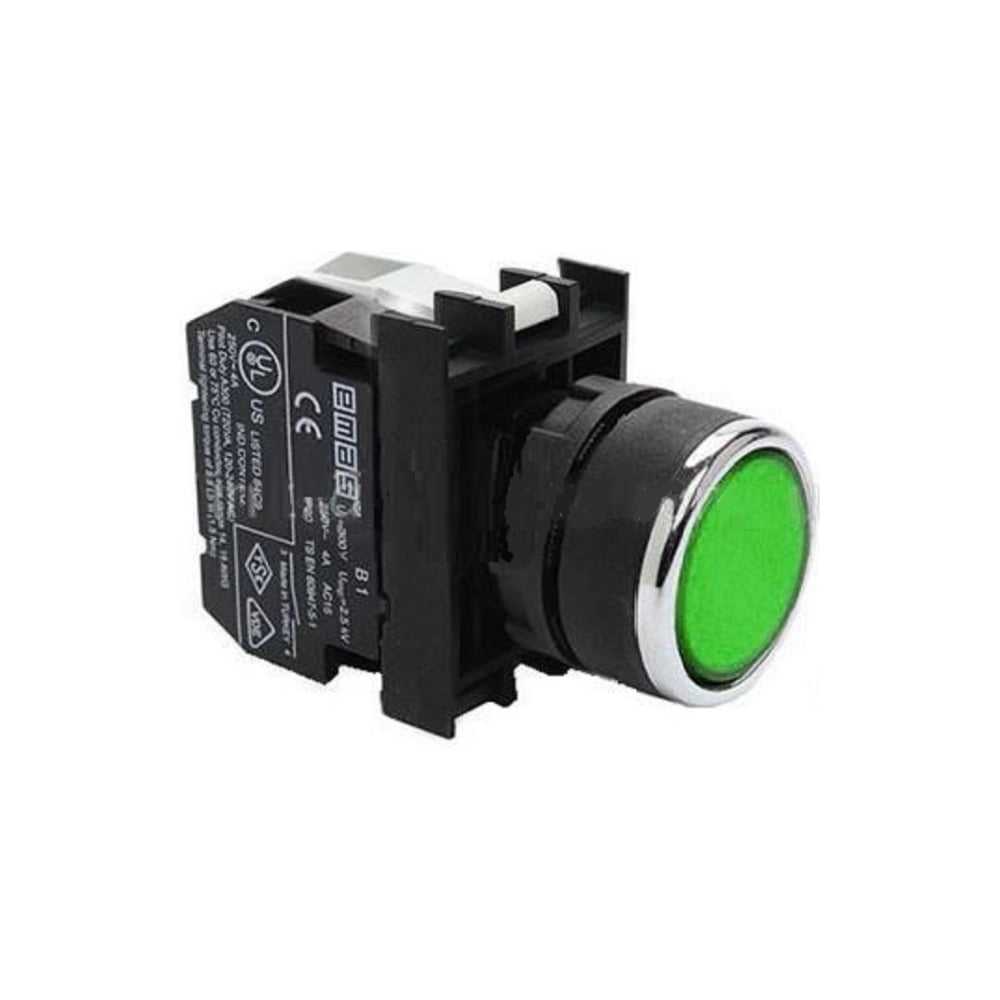 Изображение товара Kнопка с подсветкой Emas B232DY, зелёная, 220В