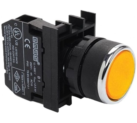 Изображение товара Кнопка с блоком подсветки Emas желтая B132DS