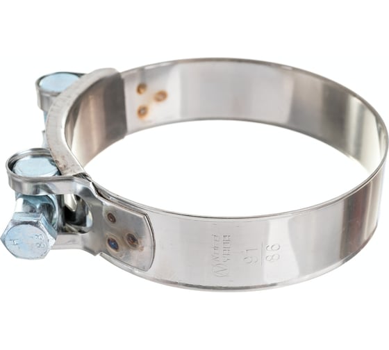 Изображение товара Силовой хомут Nord-Yada Д: 86-91 мм, Ш: 24 мм, Т: 0,8 мм, болт: М8х75, нерж. сталь 902893