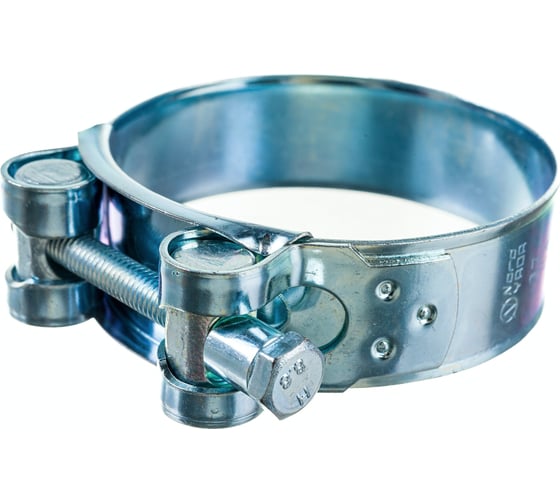 Изображение товара Силовой хомут Nord-Yada Д: 64-67 мм, Ш: 22 мм, Т: 1,2 мм, болт: М6х55, оцинкованная сталь 905997