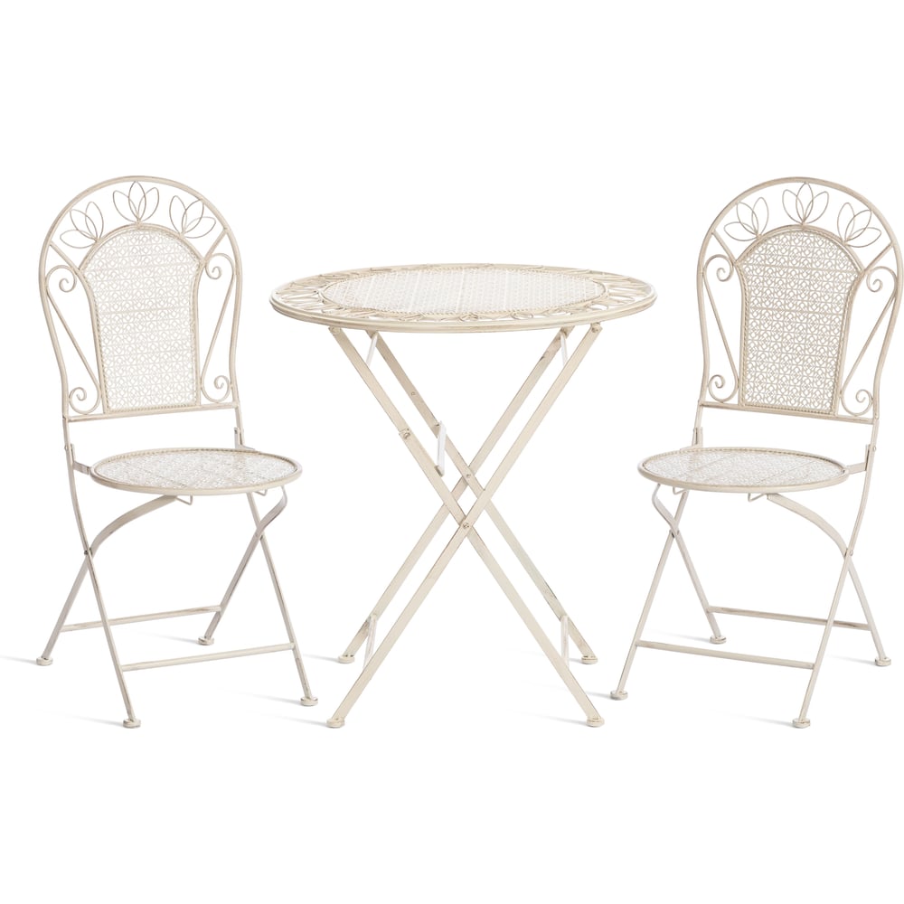Изображение товара Комплект (стол + 2 стула) Tetchair Secret de Maison Амальфи/Amalfi металл, античный белый 25643