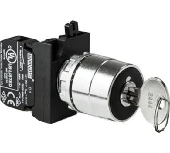 Изображение товара Кнопка с ключом Emas 2-0-1, с фиксацией,ключ выним. в полож. 0 1НО+1НЗ CM CM102AA30