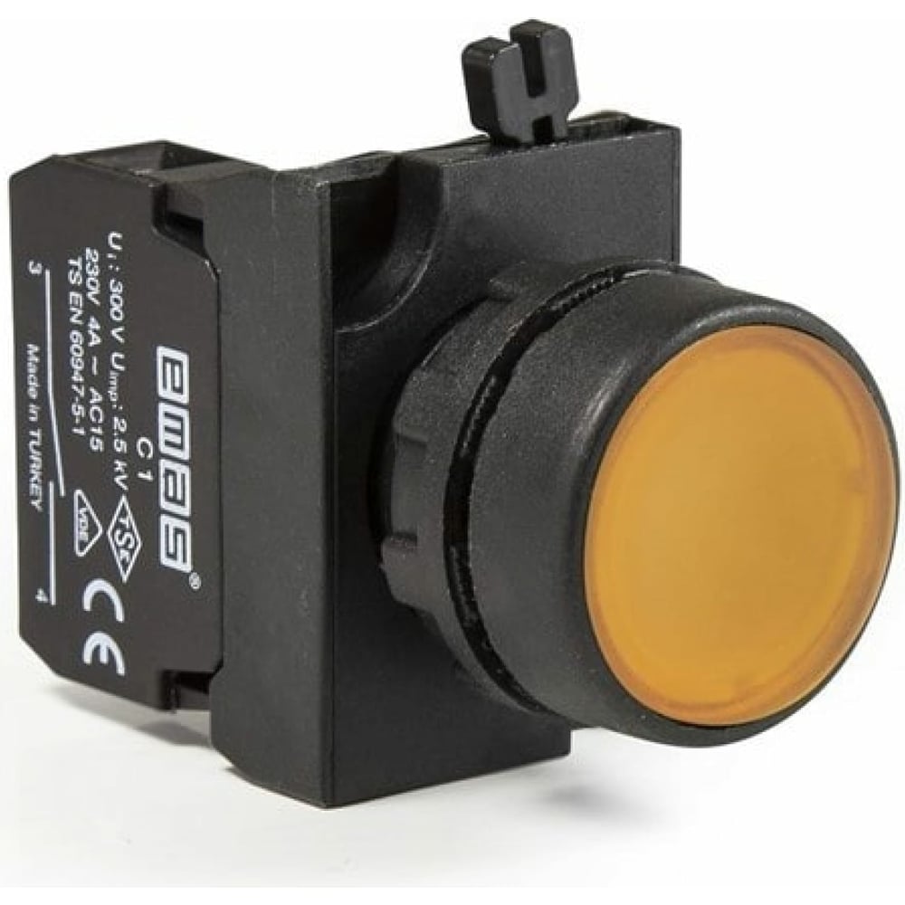 Изображение товара Кнопка Emas CP282DS с подсветкой ง желтая, IP65, 66x42x30 мм