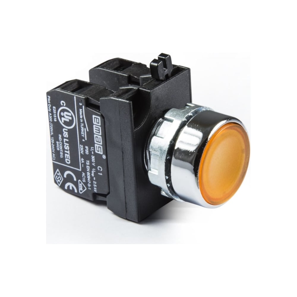 Изображение товара CM181DS - кнопка со светодиодной подсветкой, желтая, 66×42×30 мм