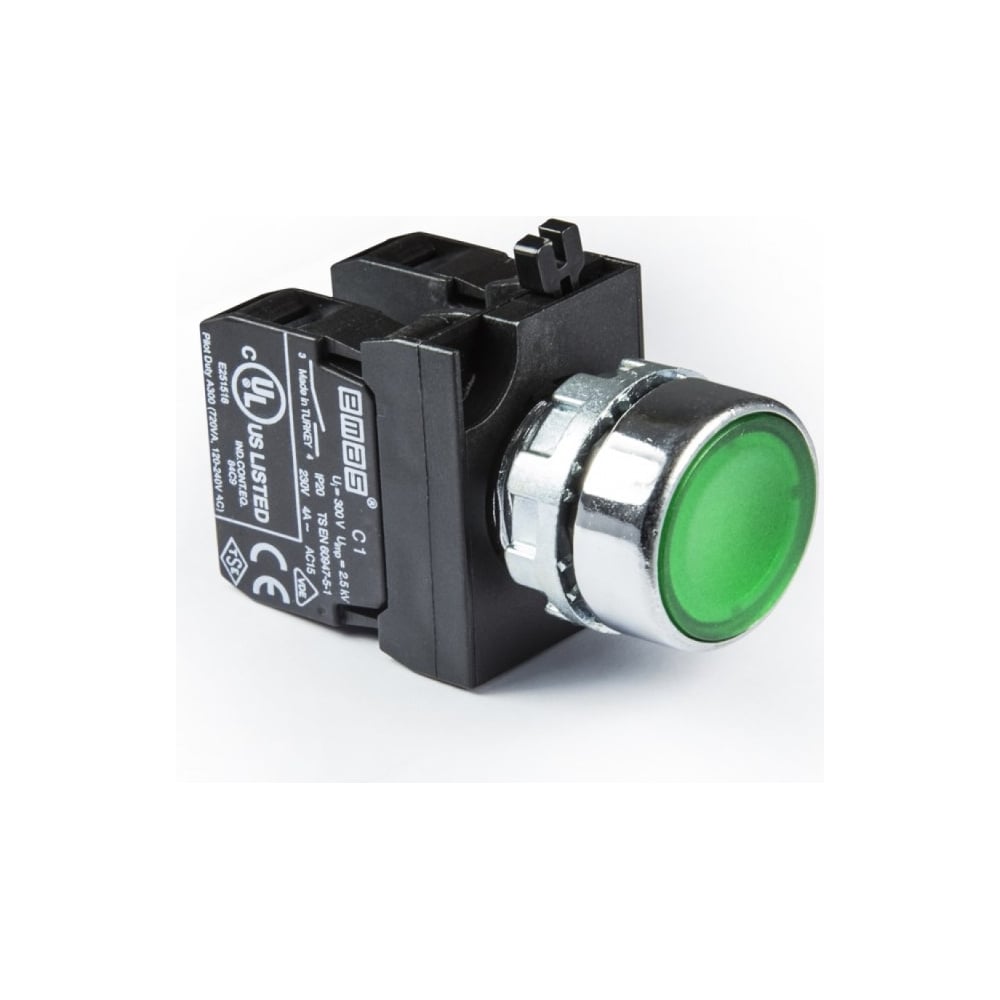 Изображение товара Кнопка со светодиодной подсветкой Emas зеленая 1НЗ CM290DY