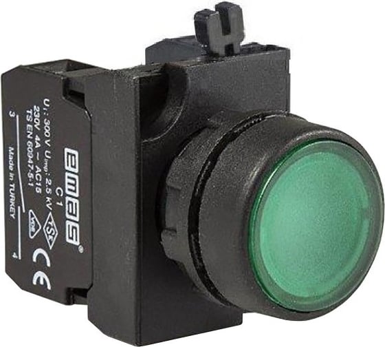 Изображение товара Кнопка со светодиодной подсветкой Emas зеленая 1НЗ CP2Y0DY