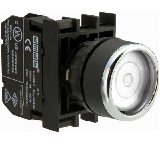 Изображение товара Кнопка с фиксацией Emas белая 1НЗ B200FB