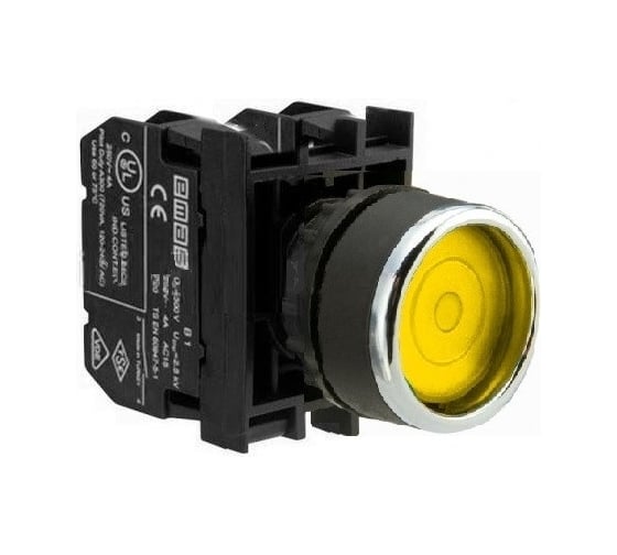 Изображение товара Кнопка с фиксацией Emas желтая 2НЗ B202FS