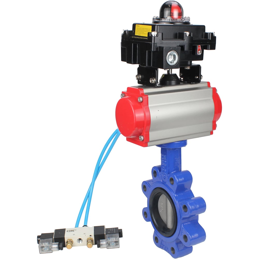 Затвор DN.ru QT450-304-EPDM-2W-Fb-H Ду100 Ру16 LUG, с пн.прив. SA-130, пн.распр. PND1-T10-220VAC NAMUR, БКВ LSB-410 D050-102177