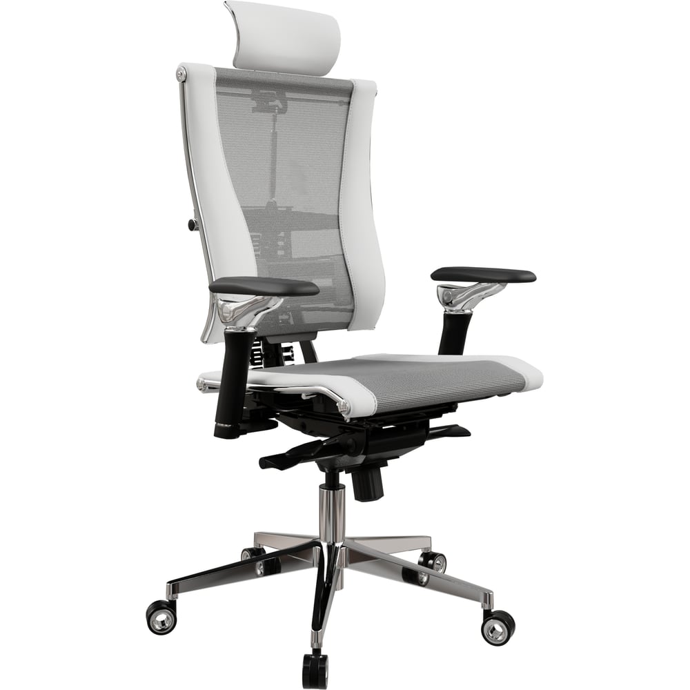 Кресло руководителя МЕТТА Y 4DF L2-57D - YM93+Infinity /Vc09/Nc09/D06P/H13mL-3D(M06.B35.G11.W04) (Св.серый-Белый) z689.50.5.92