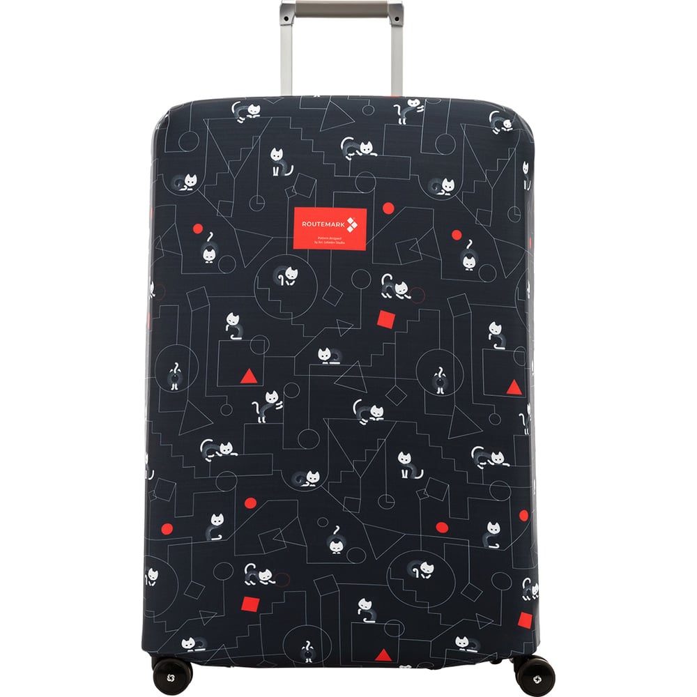 Изображение товара Чехол для чемодана ROUTEMARK Коты и порядок  L/XL черный спандекс