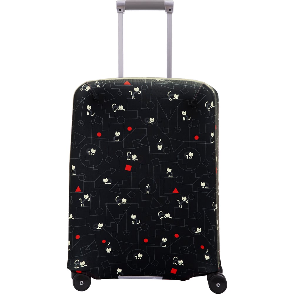 Изображение товара Чехол для чемодана ROUTEMARK Коты и порядок черный размер S Koti500-S