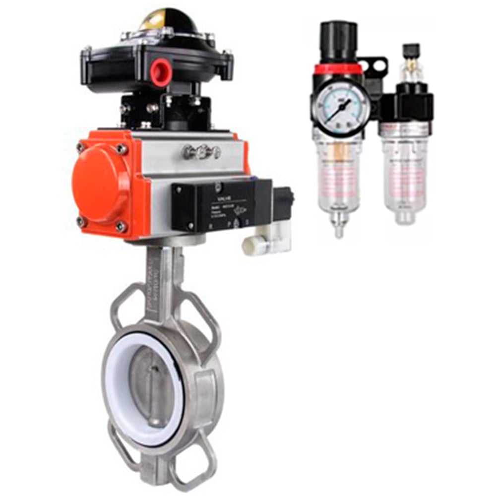 Затвор DN.ru WCB-316L-PTFE Ду100 Ру16, с пн.прив. DA-105, пн.распр. PND2-24VDC NAMUR, БКВ LSB-410, БПВ D050-95217