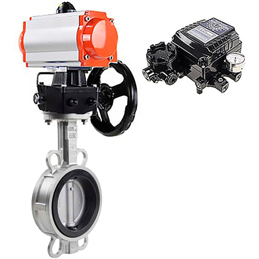 Затвор дисковый поворотный DN.ru 316L-316L-VITON Ду300 Ру16L с пн.приводом DA-140, руч.дубл. HDM-4 и позиц. EPRP1-NU-0-08 D050-93640