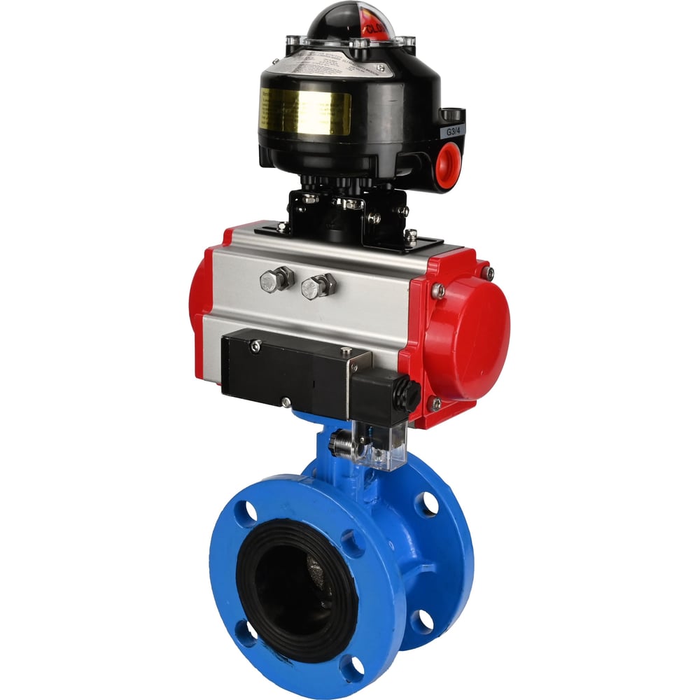 Затвор DN.ru GGG40-GGG40-EPDM-2W-F-H Ду200 Ру16 с пн.приводом DA-140, пн.распр. PND2-S1EM-52-1NC-J08-220VAC NAMUR и БКВ LSB-510 D050-90433