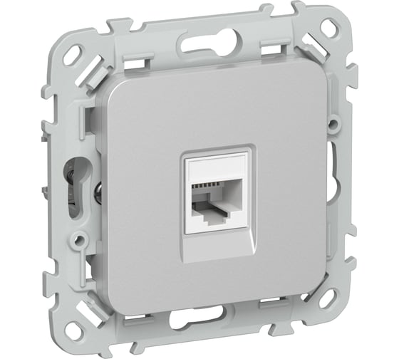 Изображение товара Розетка телефонная IEK FLITE RJ11 категория 3 РТ3-1-ФлА алюминий FI-T10-K47
