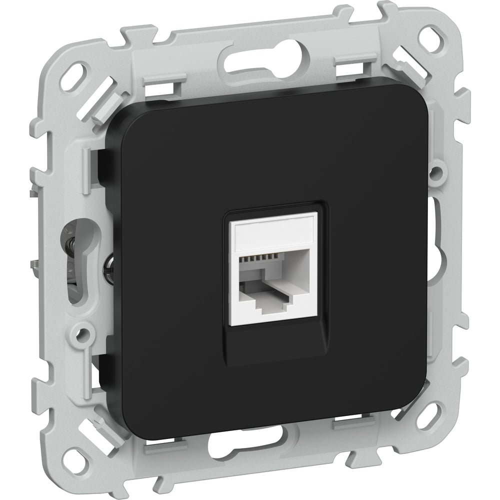 Розетка телефонная IEK FLITE RJ11 категория 3 РТ3-1-ФлЧ черный FI-T10-K02