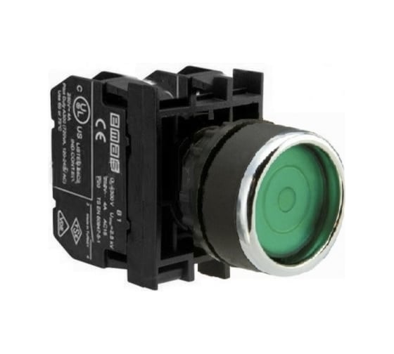 Изображение товара Кнопка с фиксацией и светодиодной подсветкой Emas зеленая 1НО+1НЗ B1Y2FY