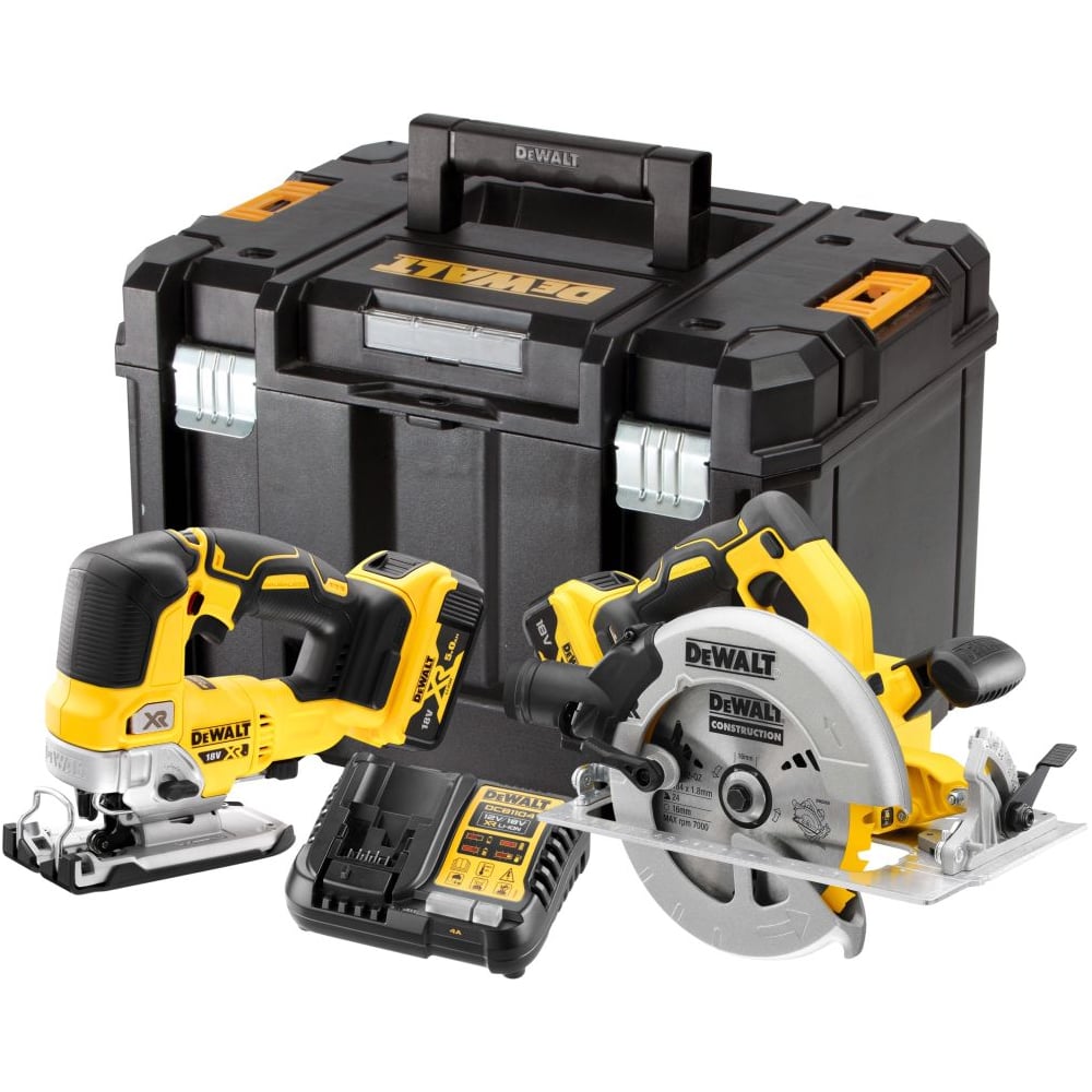 Изображение товара Аккумуляторный набор Dewalt DCK2012P2T, 18 В: дисковая пила DCS570 + лобзик DCS334, с 2 АКБ 5 Ач и ЗУ, в кейсе TSTAK () DCK2012P2T-QW Изображение товара Аккумуляторный набор Dewalt DCK2012P2T, 18 В: дисковая пила DCS570 + лобзик DCS334, с 2 АКБ 5 Ач и ЗУ, в кейсе TSTAK () DCK2012P2T-QW