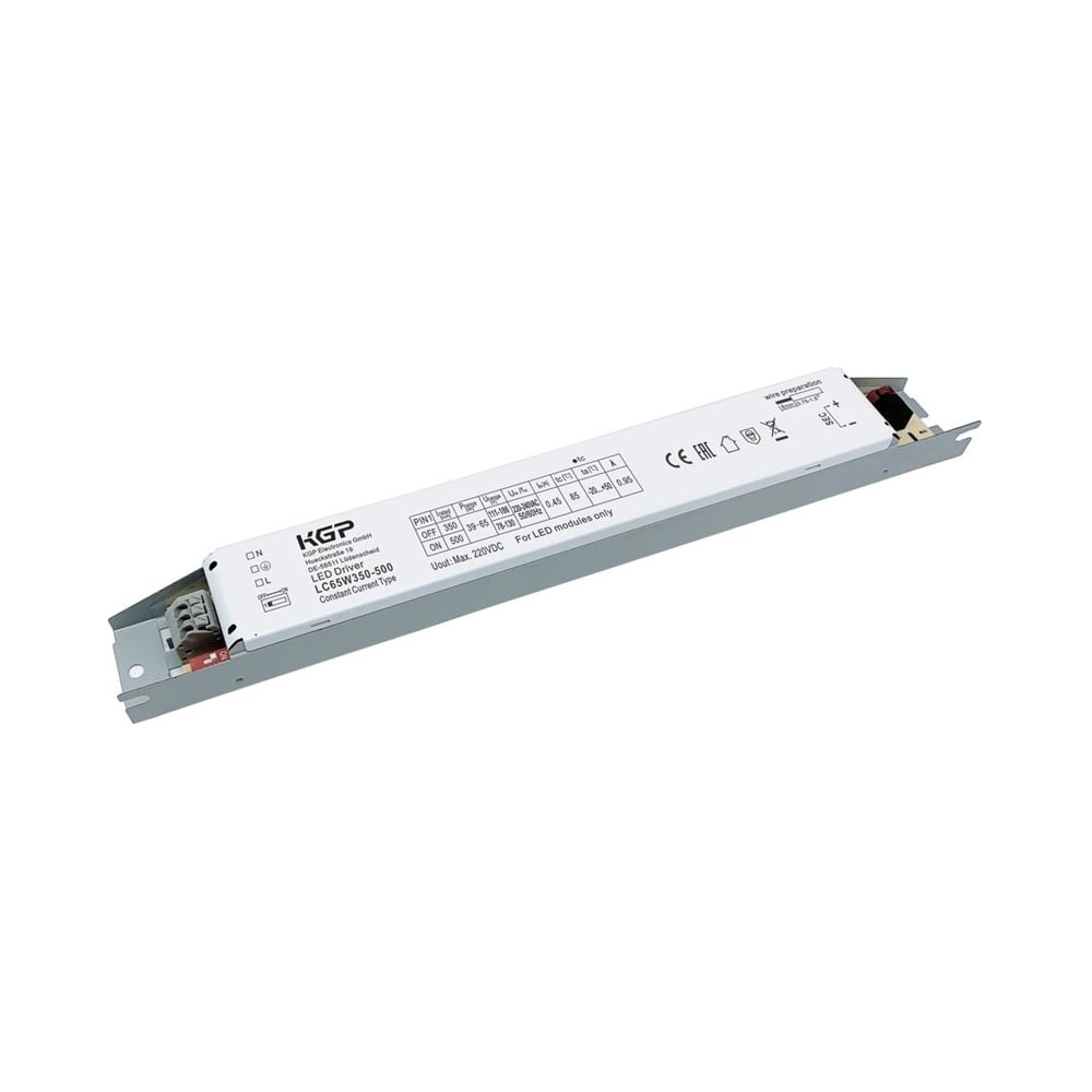 Изображение товара LED-драйвер KGP AC-DC LC65W350-500S для стабильного освещения Изображение товара LED-драйвер KGP AC-DC LC65W350-500S для стабильного освещения
