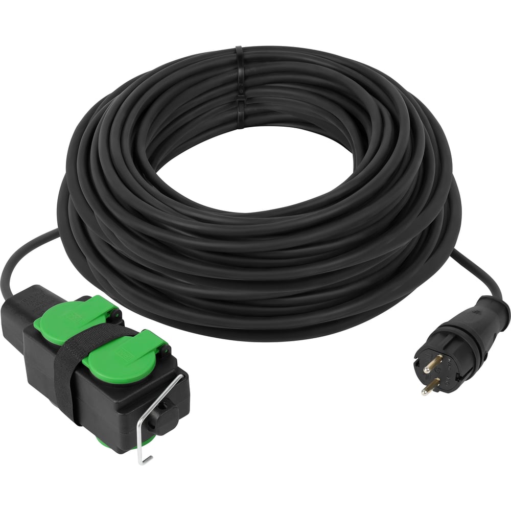 Удлинитель силовой ЭРА GREEN LINE UDL-KG-3x2,5m-10m-IP44 с крышками с заземлением 4 розетки 10м КГ 3x2.5мм2 IP44 Б0072580