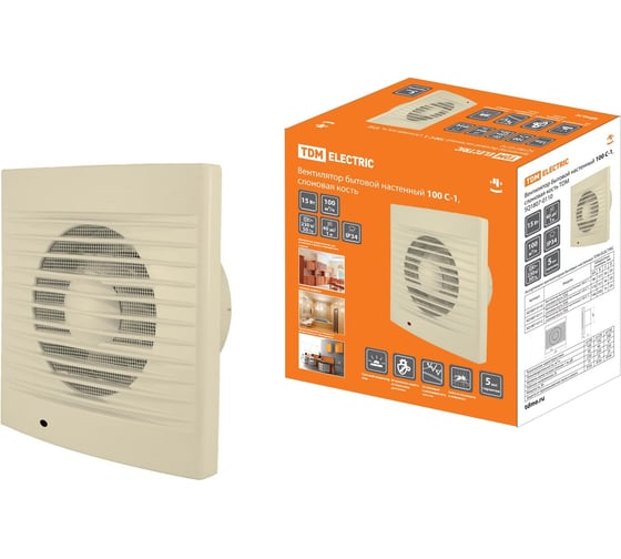 Изображение товара Бытовой настенный вентилятор TDM ELECTRIC 100 С-1, слоновая кость SQ1807-0110