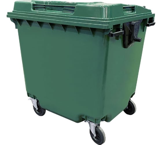 Изображение товара Мусорный контейнер Тара.ру полиэтилен, 1100 л, на колёсах, цвет зелёный 25449