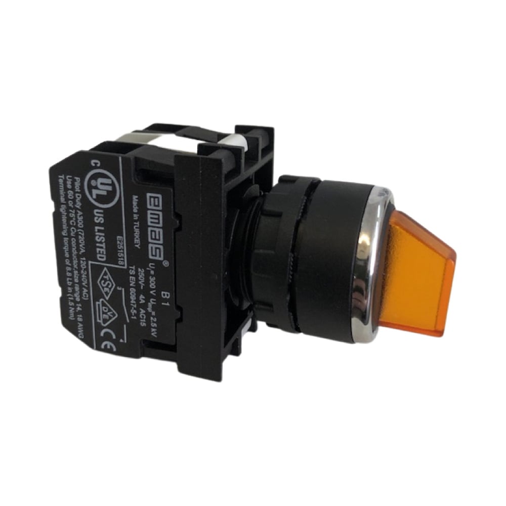 Изображение товара Переключатель Emas с подсветкой светодиод 2-0-1 без фиксации желтый B181SL32S