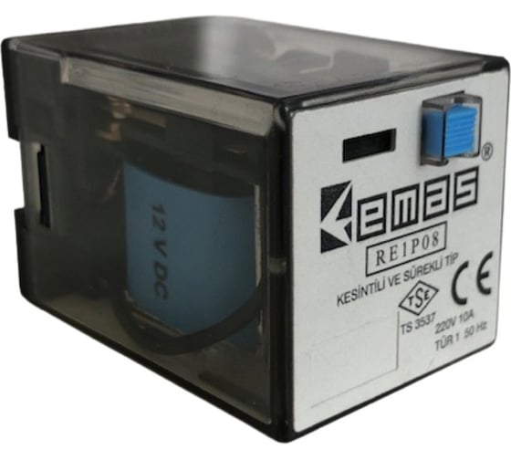 Изображение товара Реле Emas на 8 выводов 12 В DС 2 переключающих контакта RE1P08DC012