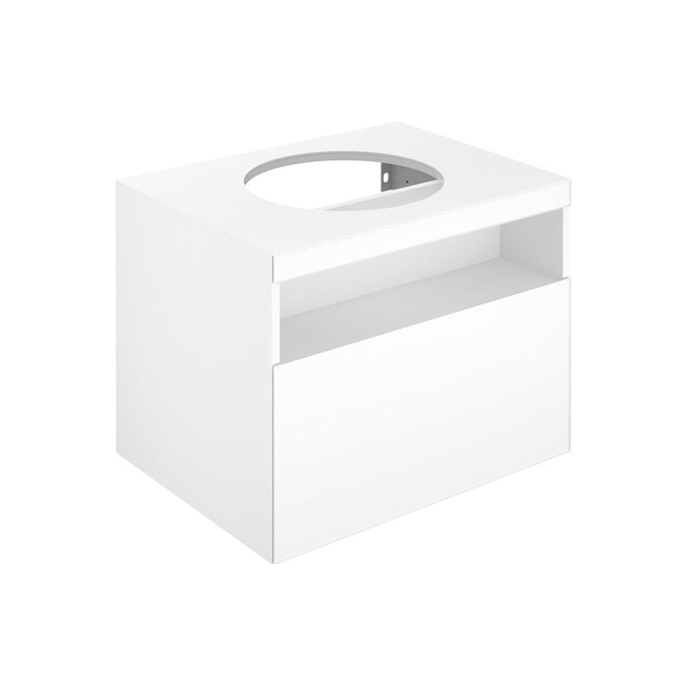 Тумба под умывальник KEUCO STAGELINE, 1 ящик, без подсветки, со столешницей, 650x550x490 мм, к./ф.: белый (ламинир. матовый)/белый глянцевый (стекло) 32853300000