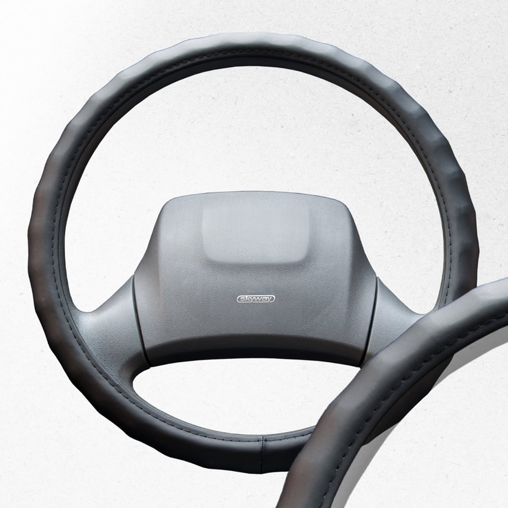 Изображение товара Оплетка SKYWAY из экокожи для руля M 37-39 см Черная Изображение товара Оплетка SKYWAY из экокожи для руля M 37-39 см Черная