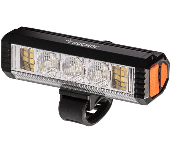 Изображение товара Фонарь велосипедный аккуммуляторный КОСМОС 3 х 10Вт LED/16 х 0,5 LED/Li-ion 21700 1x3000мАч/алюм./KOC404Lit