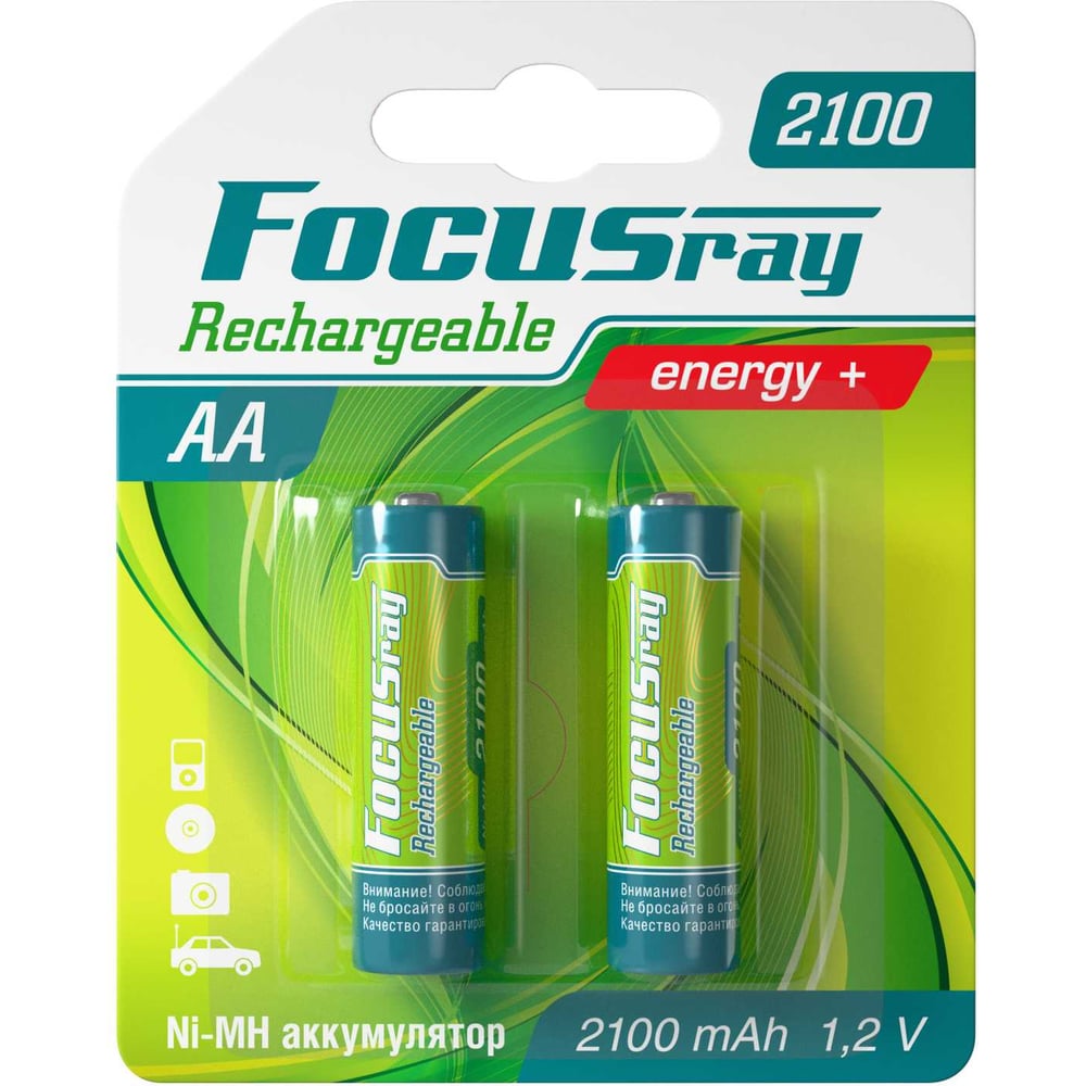 Изображение товара Аккумулятор Focusray 2100 мАч AA 2 шт нмх для перезарядки
