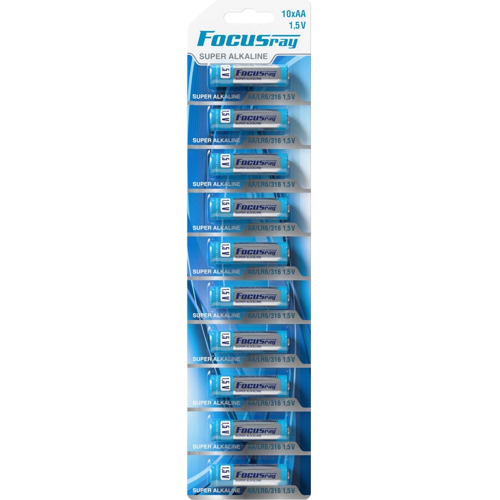 Изображение товара Батарейки Focusray Super ALKALINE LR6 / BL10 10 шт пальчиковые AA Изображение товара Батарейки Focusray Super ALKALINE LR6 / BL10 10 шт пальчиковые AA