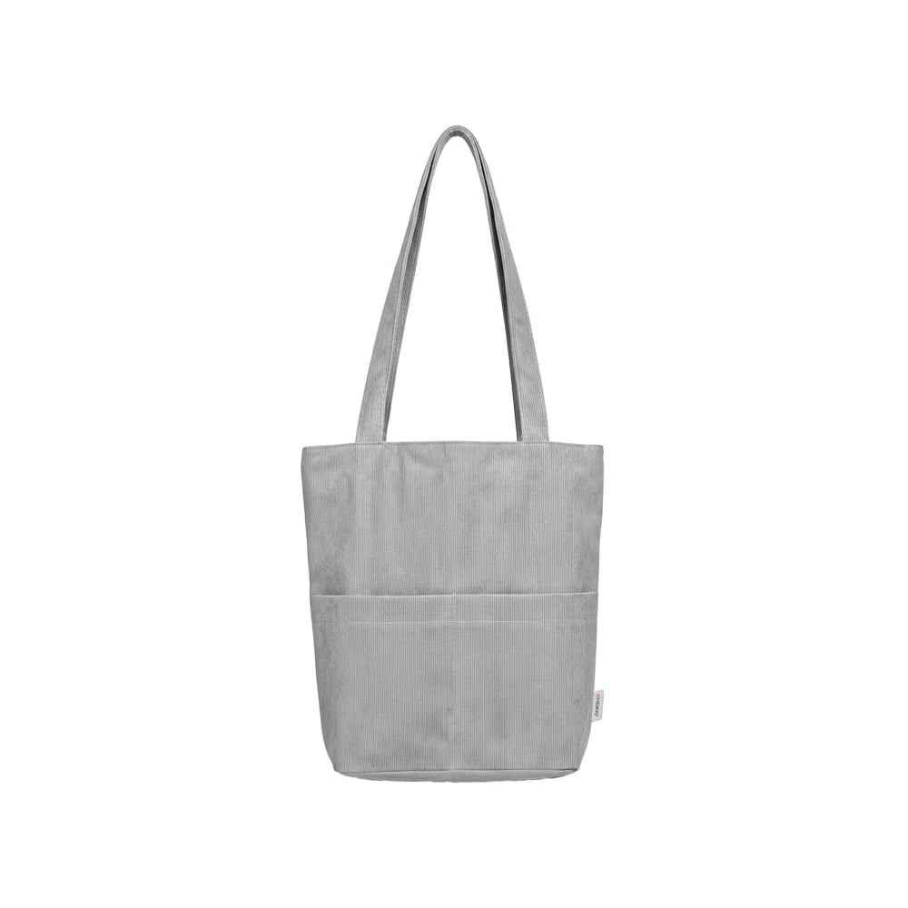 Сумка шоппер HEIKKI (ХЕЙКИ), вельвет, 2 кармана, подкладка, 36х36х10 см, Gray, 274654