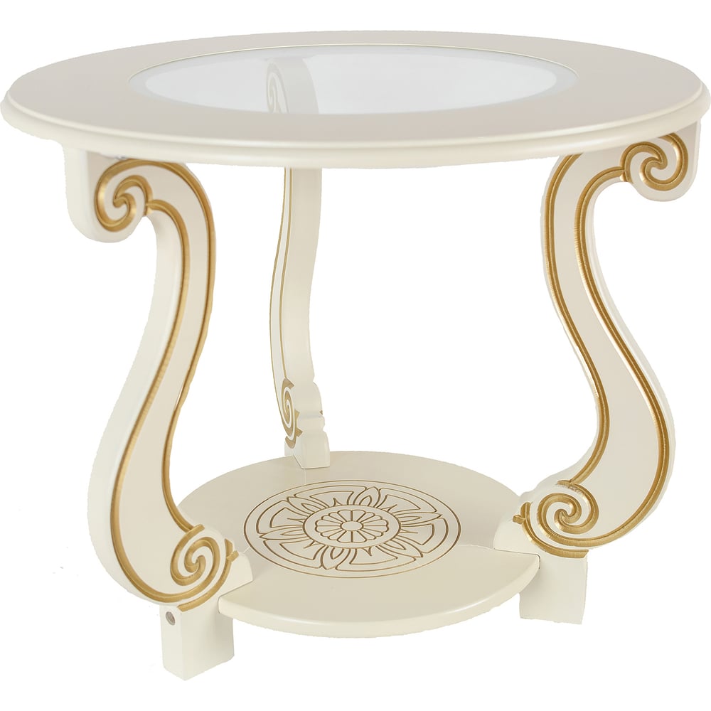 Изображение товара Журнальный стол Мебелик Грация, цвет слоновая кость, золото