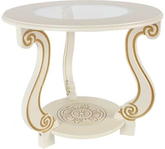Изображение товара Журнальный стол Мебелик Грация (С) слоновая кость/золото 000 467