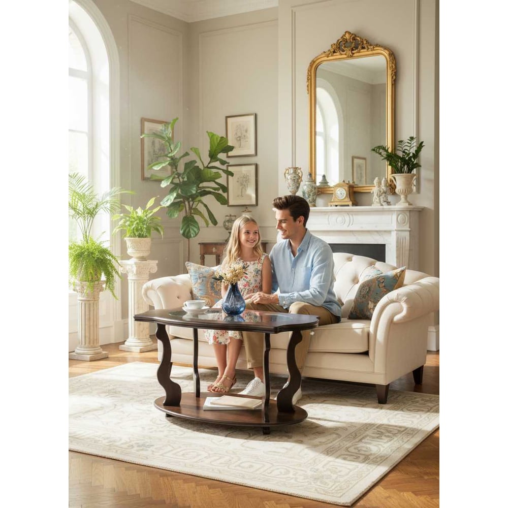 Изображение товара Журнальный стол Мебелик Берже 3С темно-коричневый классический глянцевый