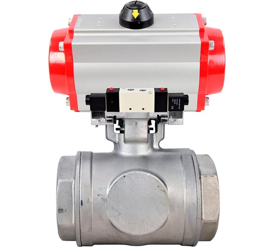 Изображение товара Кран шаровой DN.ru 316-316-PTFE-SP-T-ISO-H WDVF Ду25 Ру63, Т-тип, с пн.прив. DA-065, пн.распр. PND1-T08-220VAC NAMUR D160-83898