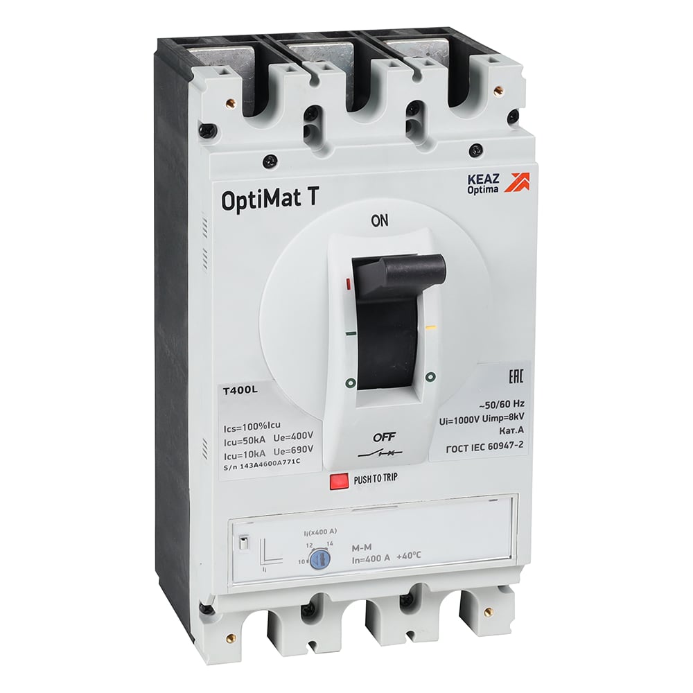 Выключатель автоматический для защиты двигателя КЭАЗ OptiMat T630H M-M 630A 3P 356284