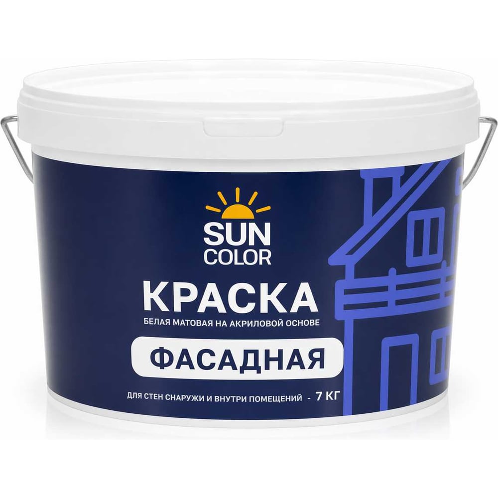 Краска фасадная Sun Color для наружных работ цвет белый 7 кг 39784