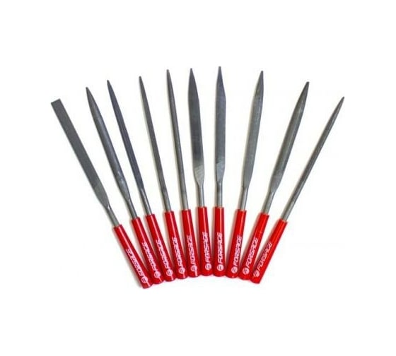 Изображение товара Набор разнопрофильных надфилей Forsage 10 предметов (L-160 мм, d4 мм) в блистере F-6164 50156  F-6164(50156)