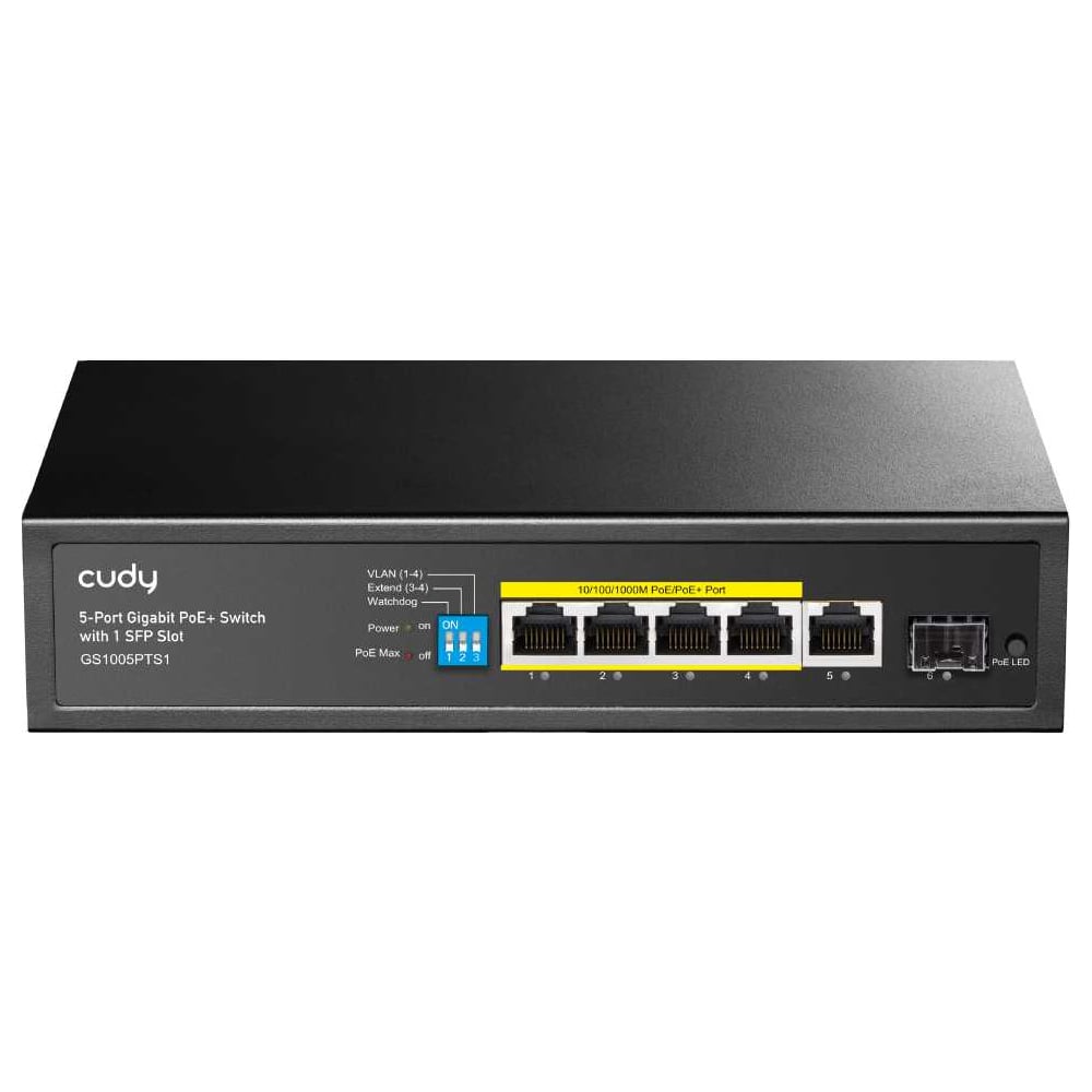 Коммутатор Cudy GS1005PTS1 с 5 гигабитными портами, портом SFP и поддержкой PoE+ (80 Вт) 10000151989
