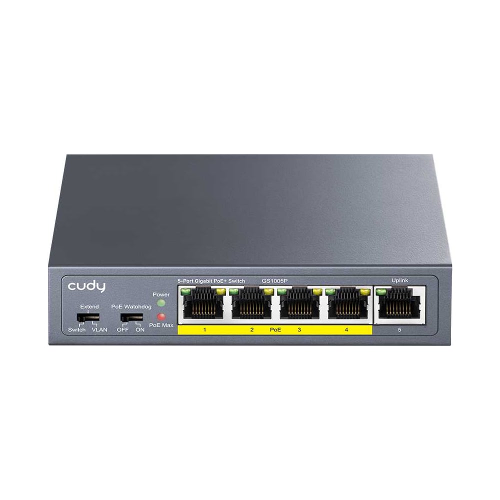 Изображение товара Коммутатор Cudy GS1005P с 5 гигабитными портами и поддержкой PoE+ (60 Вт) 10000152009