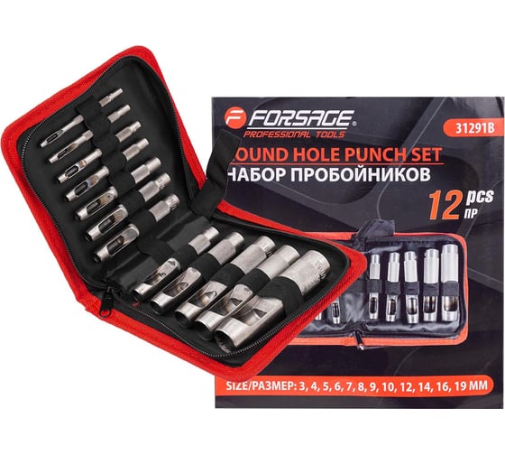 Изображение товара Пробойники Forsage набор 12 предметов (3-10, 12, 14, 16, 19мм) F-31291B(50828)