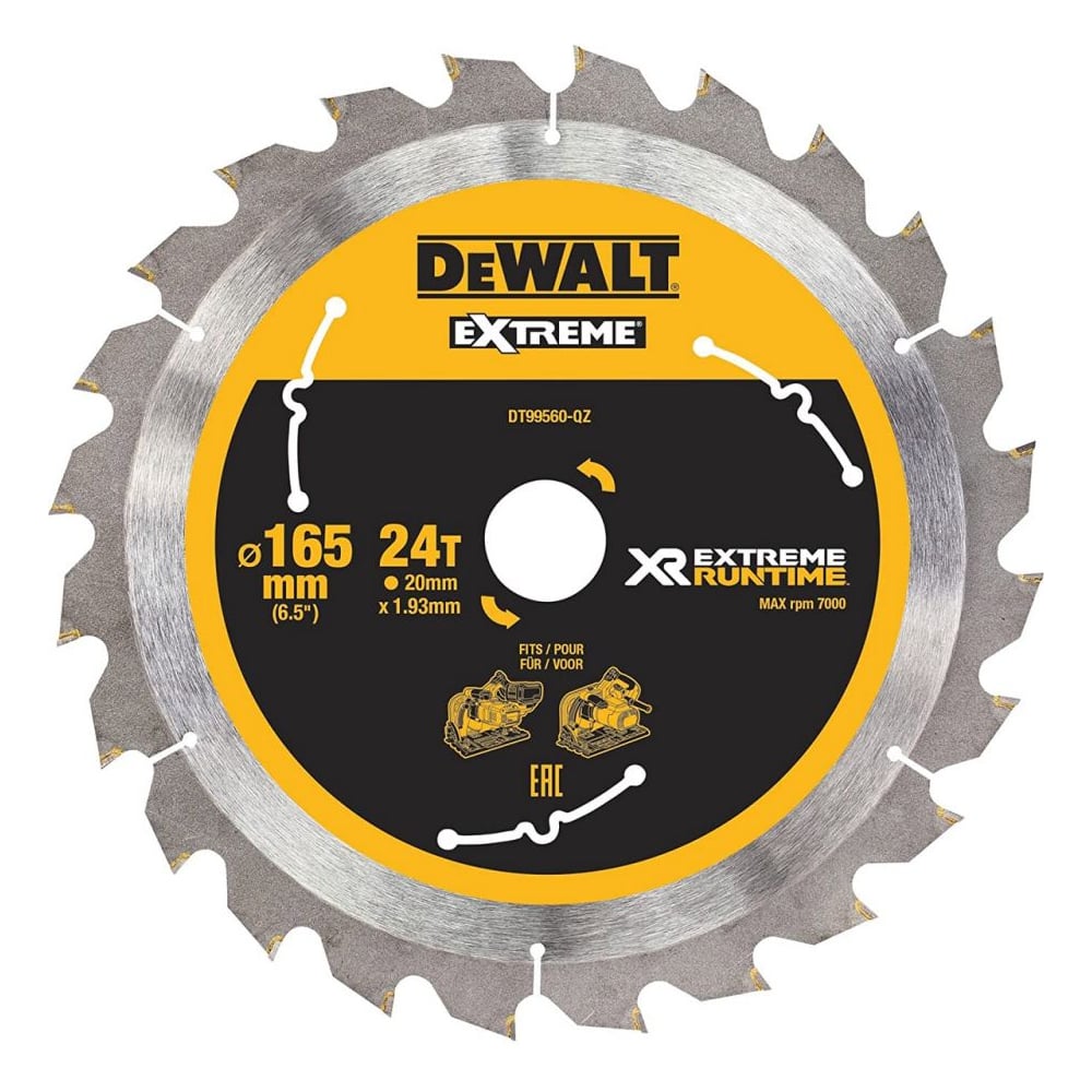 Изображение товара Пильный диск Dewalt DT99560 EXTREME RUNTIME 165 мм для быстрого и точного реза дерева Изображение товара Пильный диск Dewalt DT99560 EXTREME RUNTIME 165 мм для быстрого и точного реза дерева