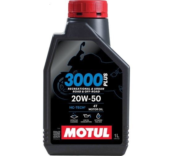 Изображение товара Моторное масло для мотоцикла MOTUL 3000 PLUS 4T 20W50 1 л 114412