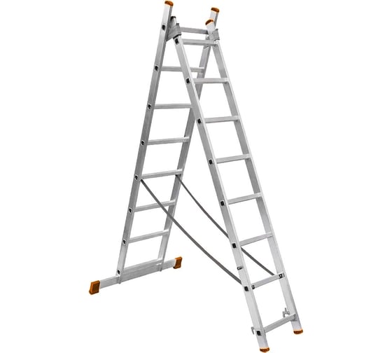 Изображение товара Алюминиевая двухсекционная лестница TDM ELECTRIC Народная ЛА2x7 высота 2880 мм SQ1028-0201